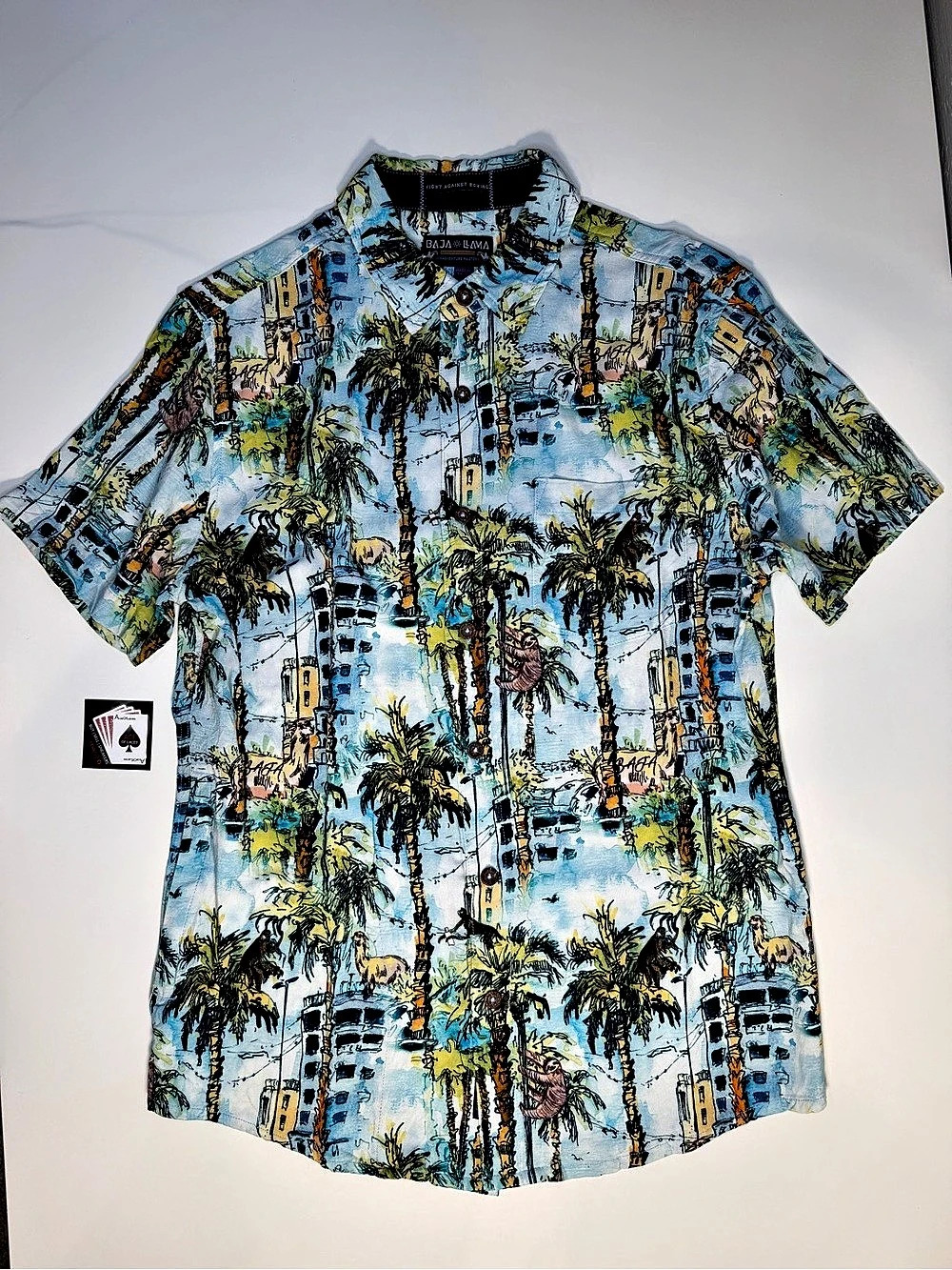 Baja Llama Shirt "The Takeover" Men’s Small Nighthawk Button Up - New with Tags